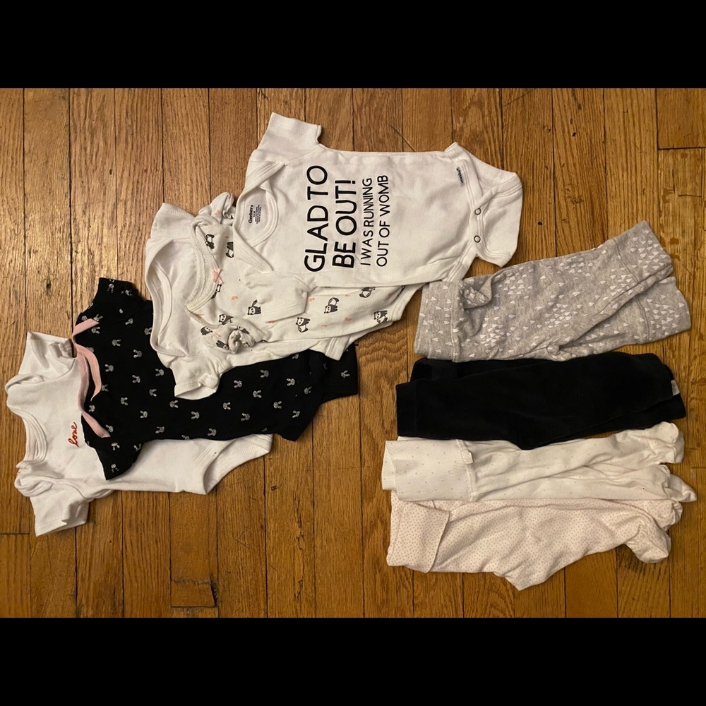 Newborn - 3 months - Neutral Girl Clothes Black&White 🖤🤍🖤